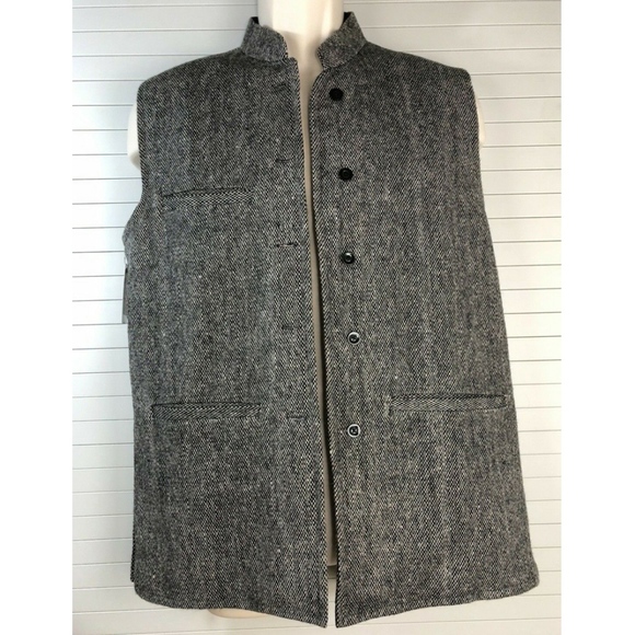 NWT FABINDIA Men's 38 Wool Tweed Nehru Jacket Vest NEW - Picture 3 of 8